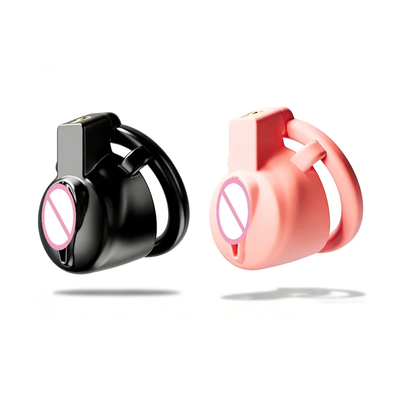 Sissy Feminization Chastity Cage Faux Vagina Camel Toe Resin Flat Shield Hinged Cock Ring Crossdresser BDSM Toys for Men