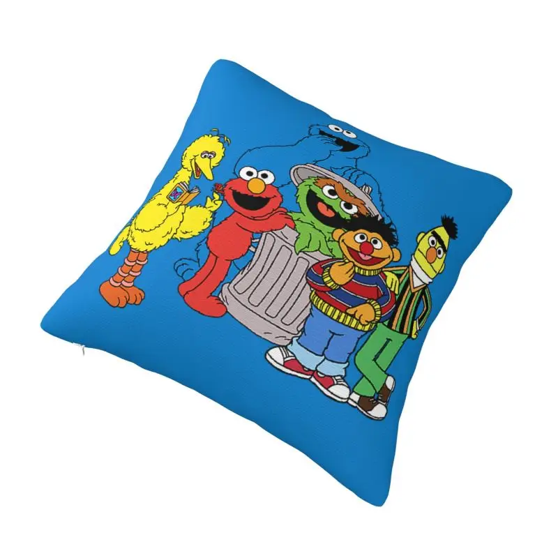 Custom Sesame Street Cartoon Cushion Cover 45x45cm Elmo Big Bird Soft Nordic Throw Pillow Case