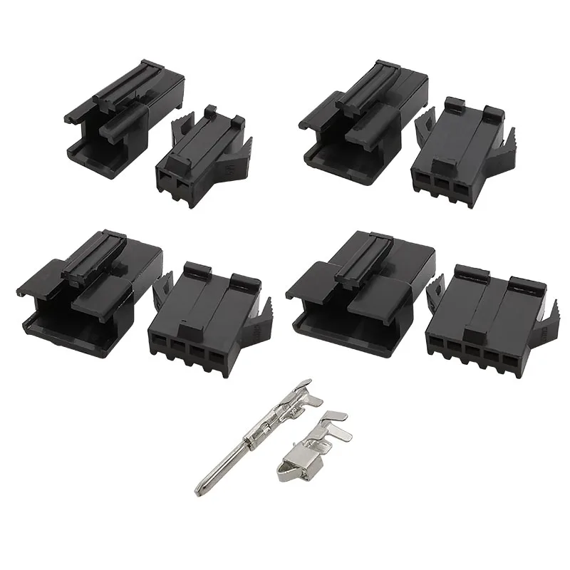 200Pcs/Box 2.54mm Pitch JST SM Connector Plug 2/3/4/5Pin Male Female Housing Wire Connector Assortment Kit