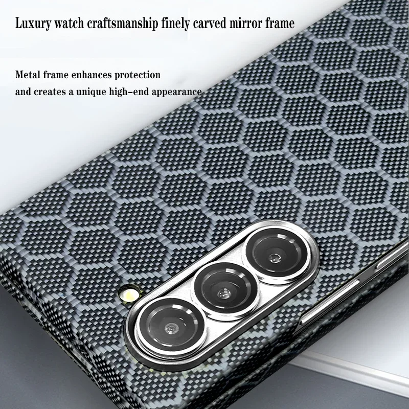 Para samsung z fold 7 luxo ultra fino de fibra carbono kevlar dobrável caso telefone para galaxy z w26 lente metal magnético ggrame capa