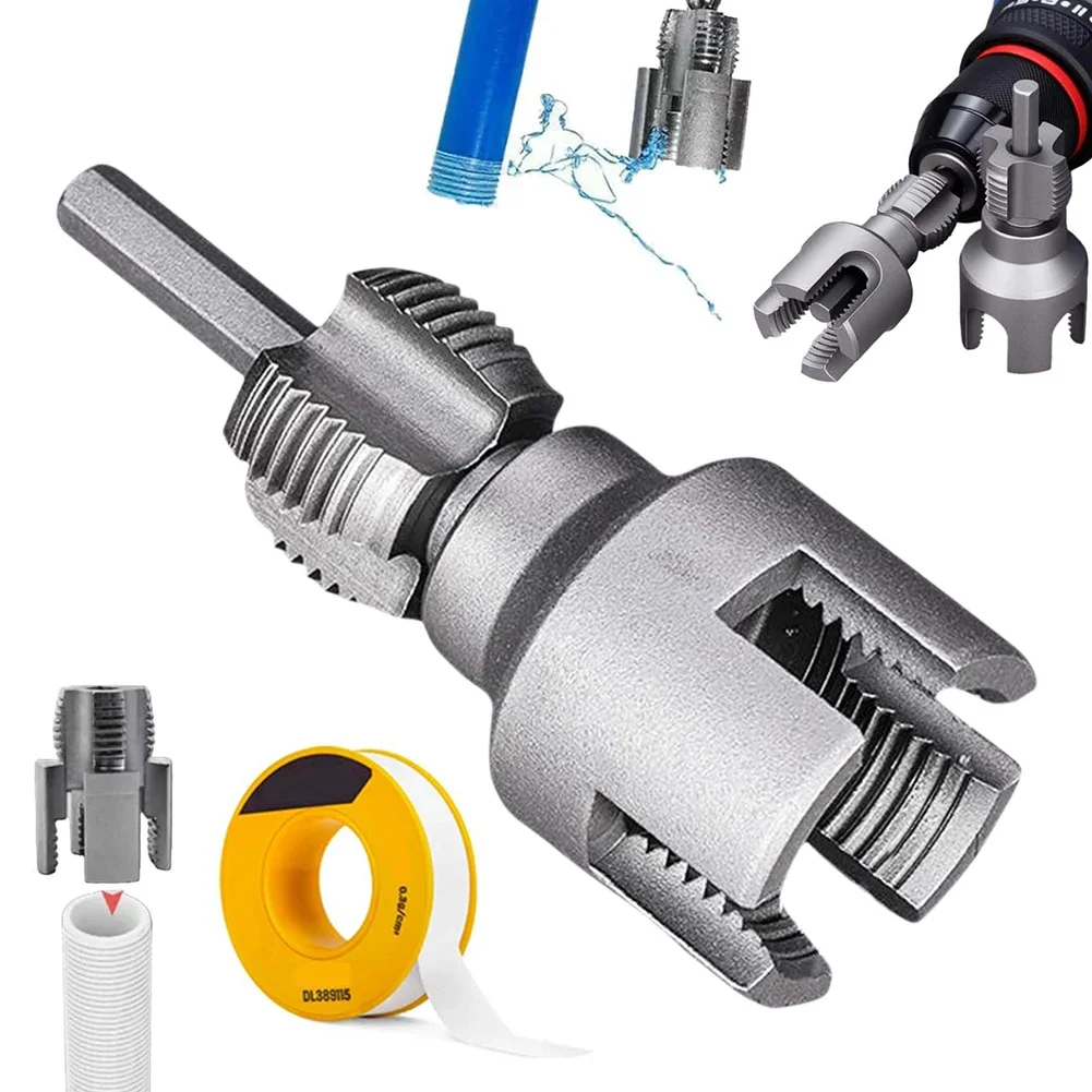Integrated Internal & External Pipe Threading Tool PVC Pipe Thread Cutting Tool PVC Pipe Threader Kit for Thread Cutting