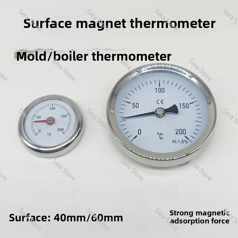 0-100 120 200300 Degrees Mold Surface Magnet Thermometer Mold Temperature Meter Iron Absorption Surface Boiler Thermometer
