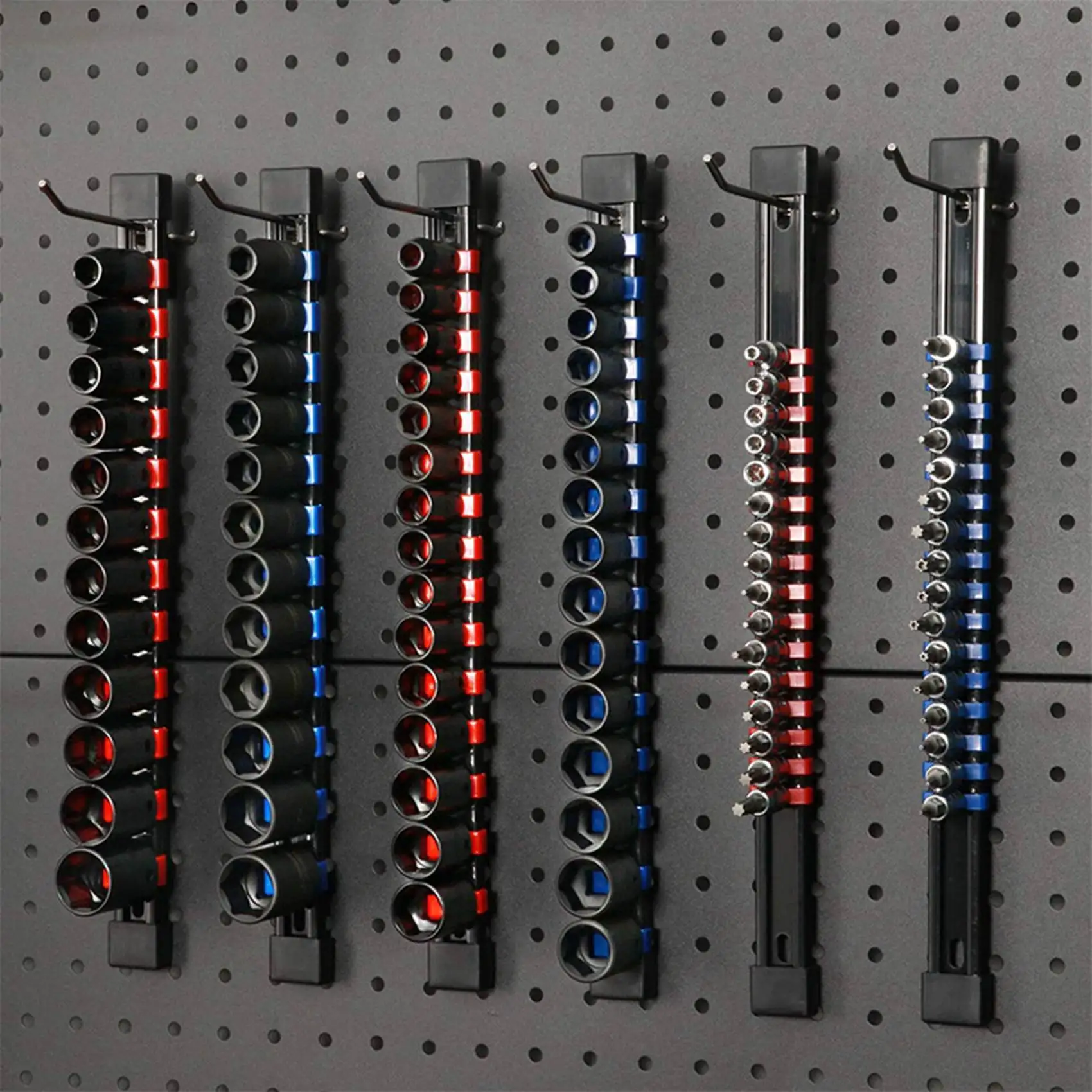 ABS Socket Organizer Drive Socket Holder, 1/4 Inch X 64 Clips, 3/8 Inch X 60 Clips, 1/2 Inch X 48 Clips,12 Pieces Set