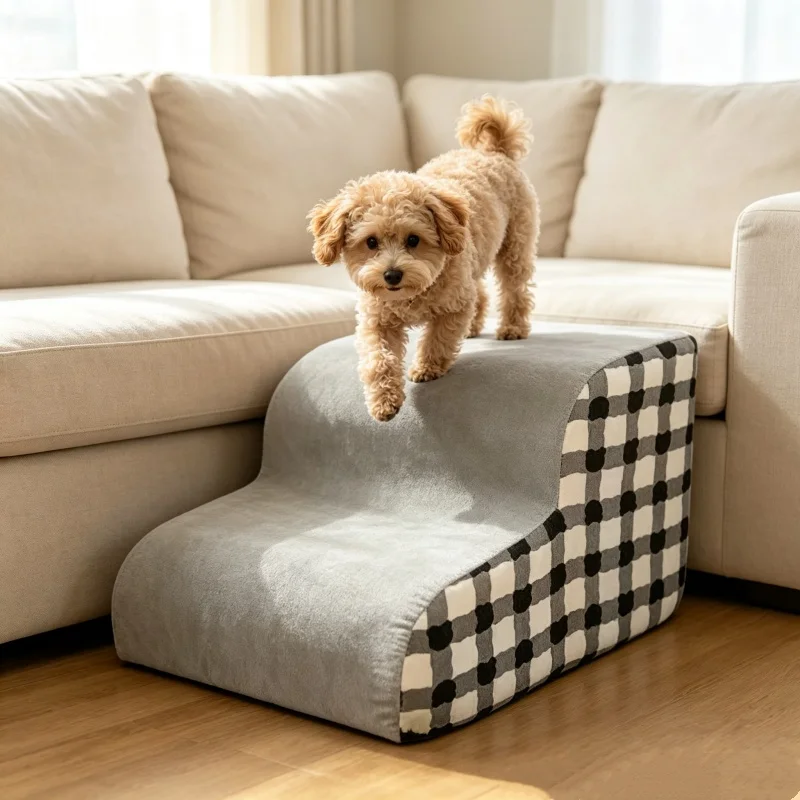 2 Steps Dog Secure Stairs High Density Foam Ramps Non-Slip Pets Steps for Older Dogs Pets with Joint Pain Sofa Bed Ladder view 2