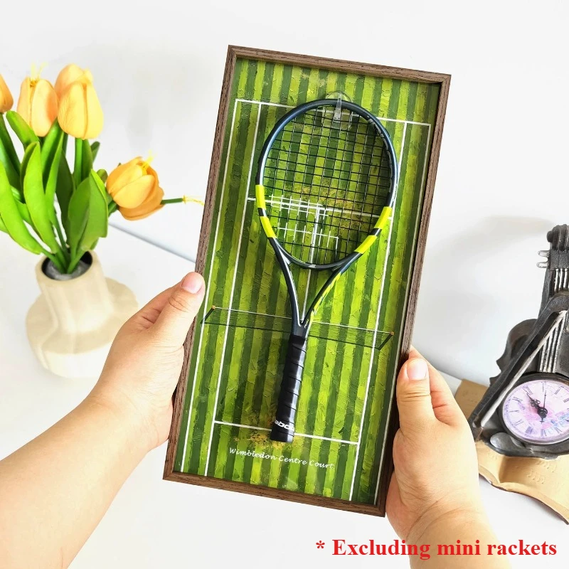 Tennis Court Painting Frame Mini Tennis Racket Display Frame Personalized Decorative Painting Wall-mounted Home Decor Accessory