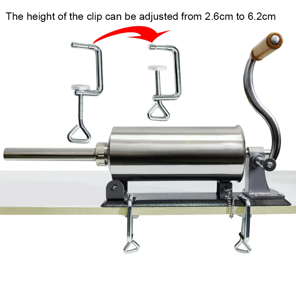 3L Sausage Stuffer Machine Manual Stainless Steel Horizontal Sausage Maker Filling Filler With 8Pcs Tubes