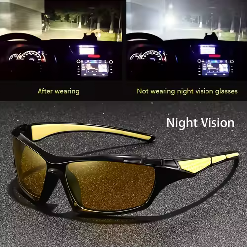 Square Yellow Night Vision Anti-Glare Goggles for Men Women Driving Fishing Beach Sunglasses UV Protection Polycarbonate Glasses - Image 7
