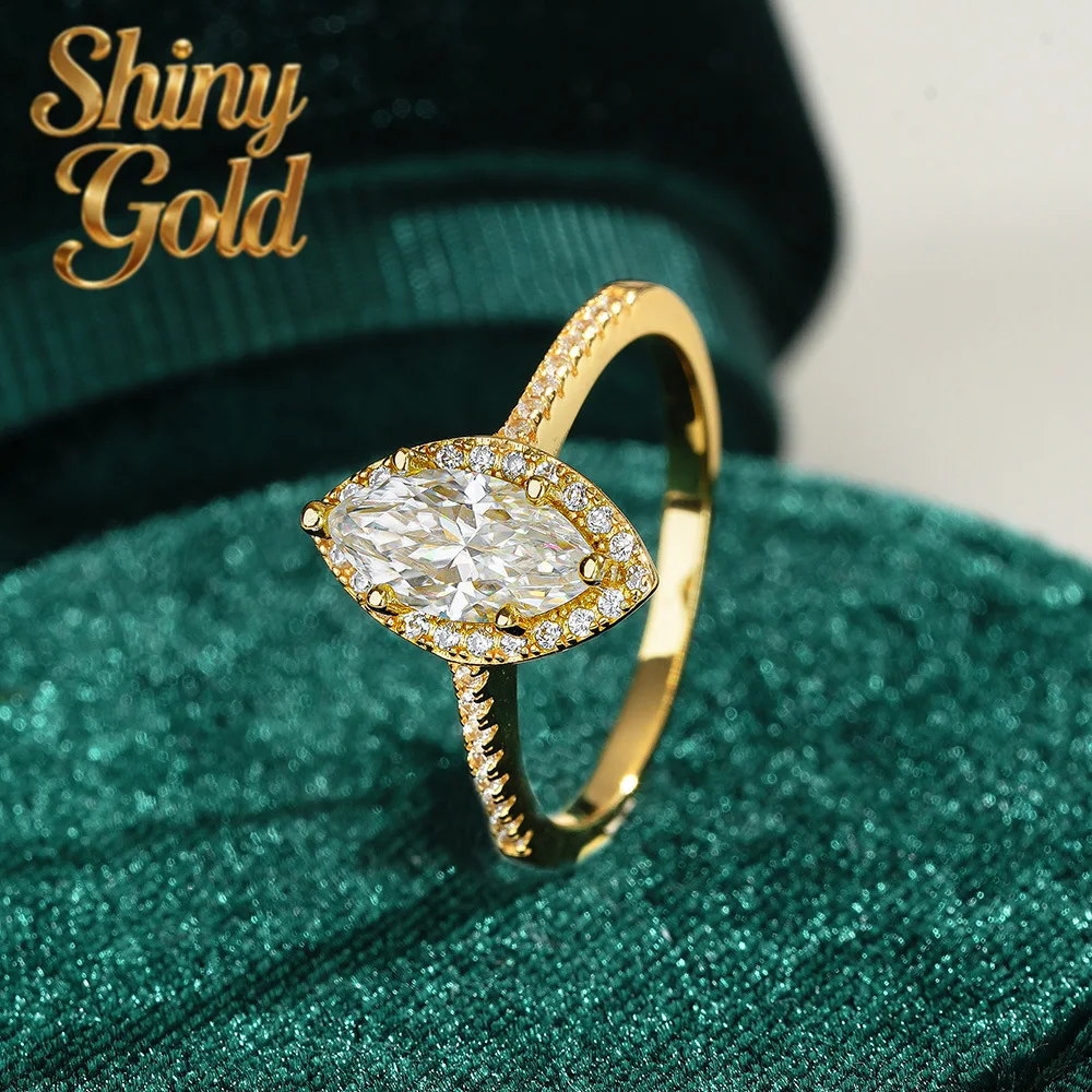 

Женское кольцо ShinyGold из настоящего золота AU999 с магнолией, в форме сердца, с покрытием из 24-каратного золота, с муассанитом 1 карат