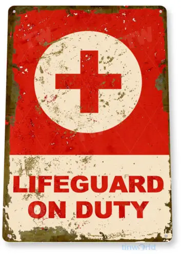 Lifeguard Sign, Lifeguard On Duty Sign, Beach, Swimming Pool Metal Tin Sign C860