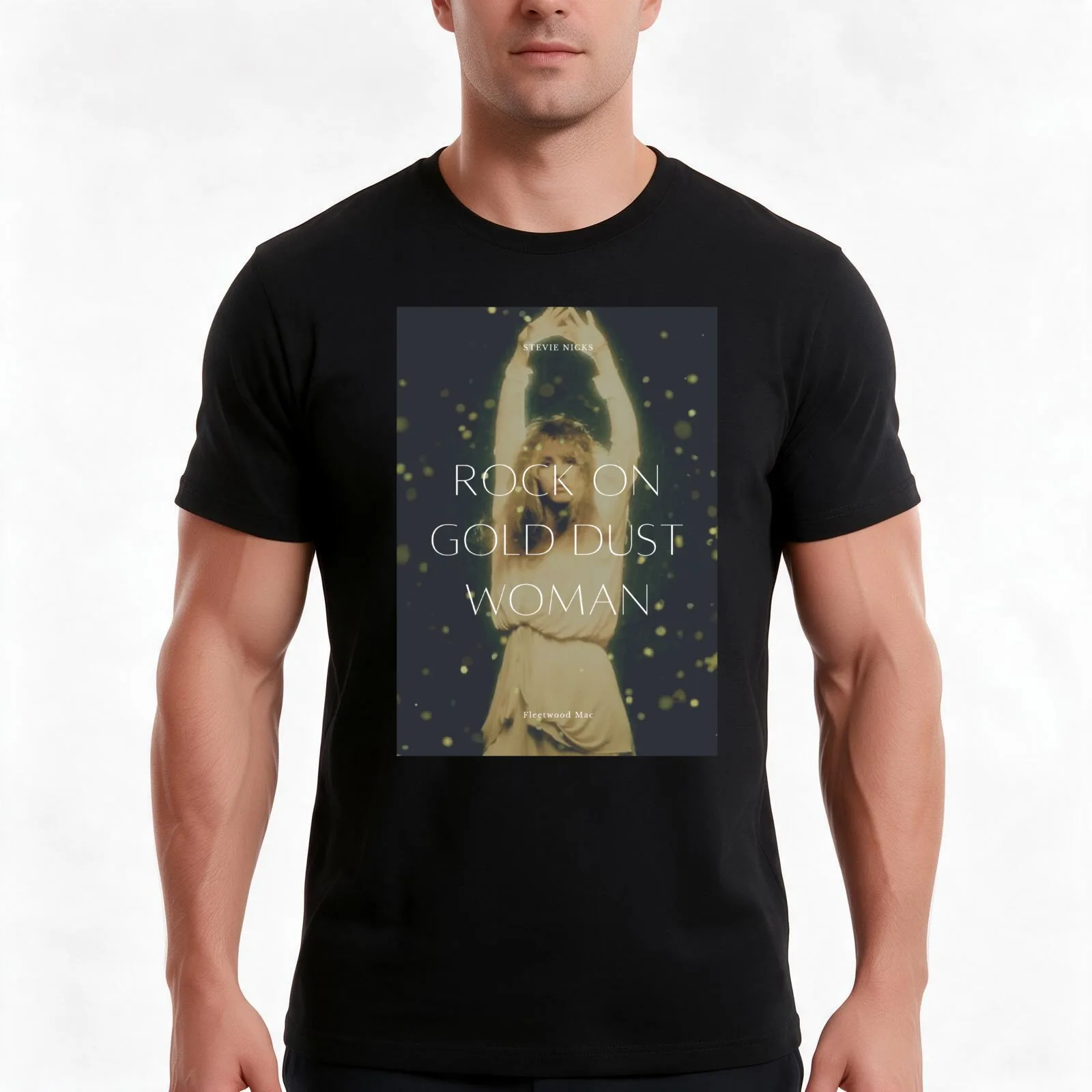 Gold Dust Woman Poster T-Shirt, Summer Casual Cotton Tee, Oversized Streetwear Tops, Vintage Graphic Print, Unisex Men Women