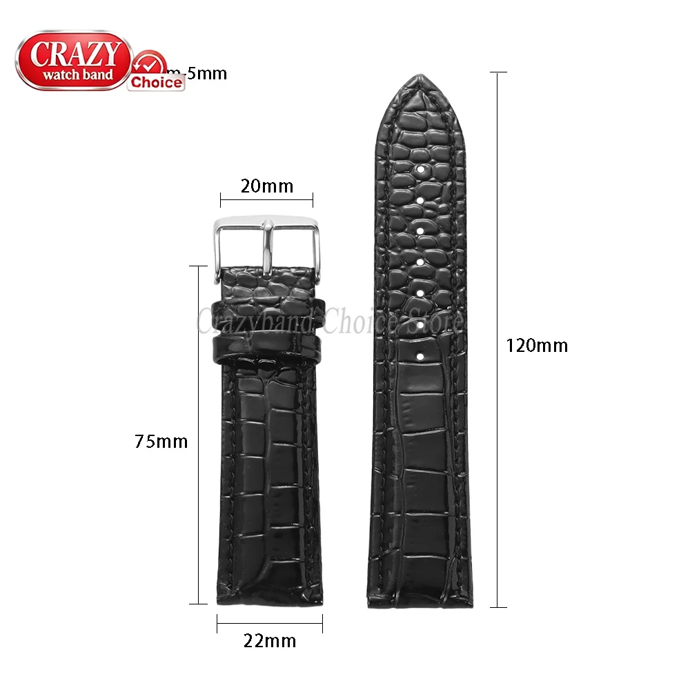 Leder-Uhrenarmband mit Eidechsenmuster, 18 mm, 20 mm, 22 mm, Business-Universal-Armband für Herren und Damen, Ersatz-Uhrenarmband, Zubehör, Braun – Detail 1