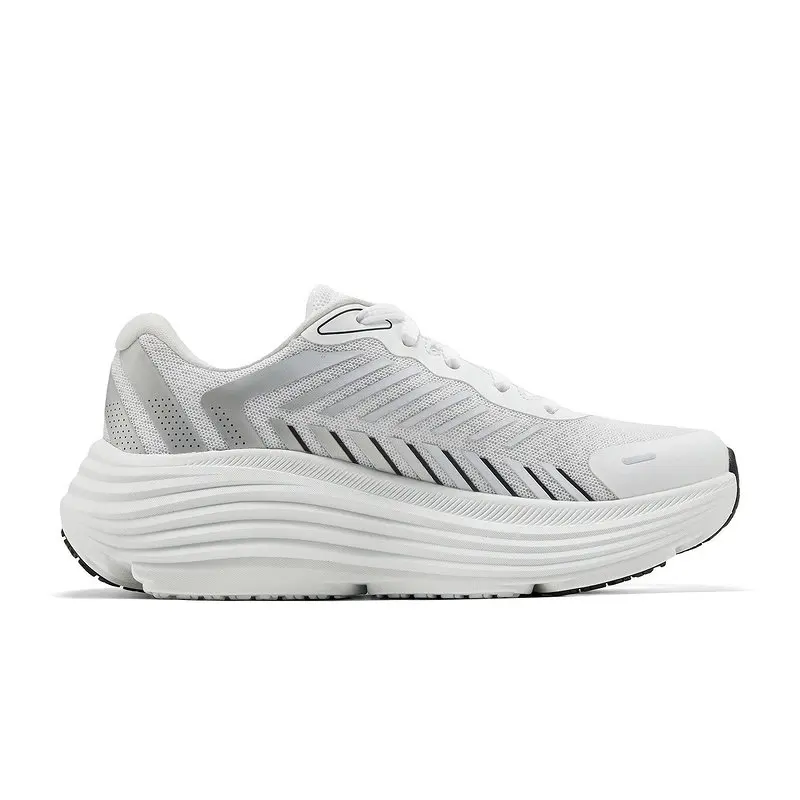 Skechers 129471‑WBK Women White Black Running Shoes Thick Cushion Breathable Athletic Sneakers