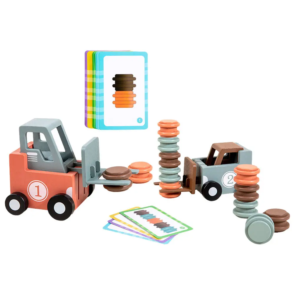 

1Set Wooden Forklift Construction Vehicle Simulation Educational Learning for Kids Boys Small Engineering Vehicle Cartoon