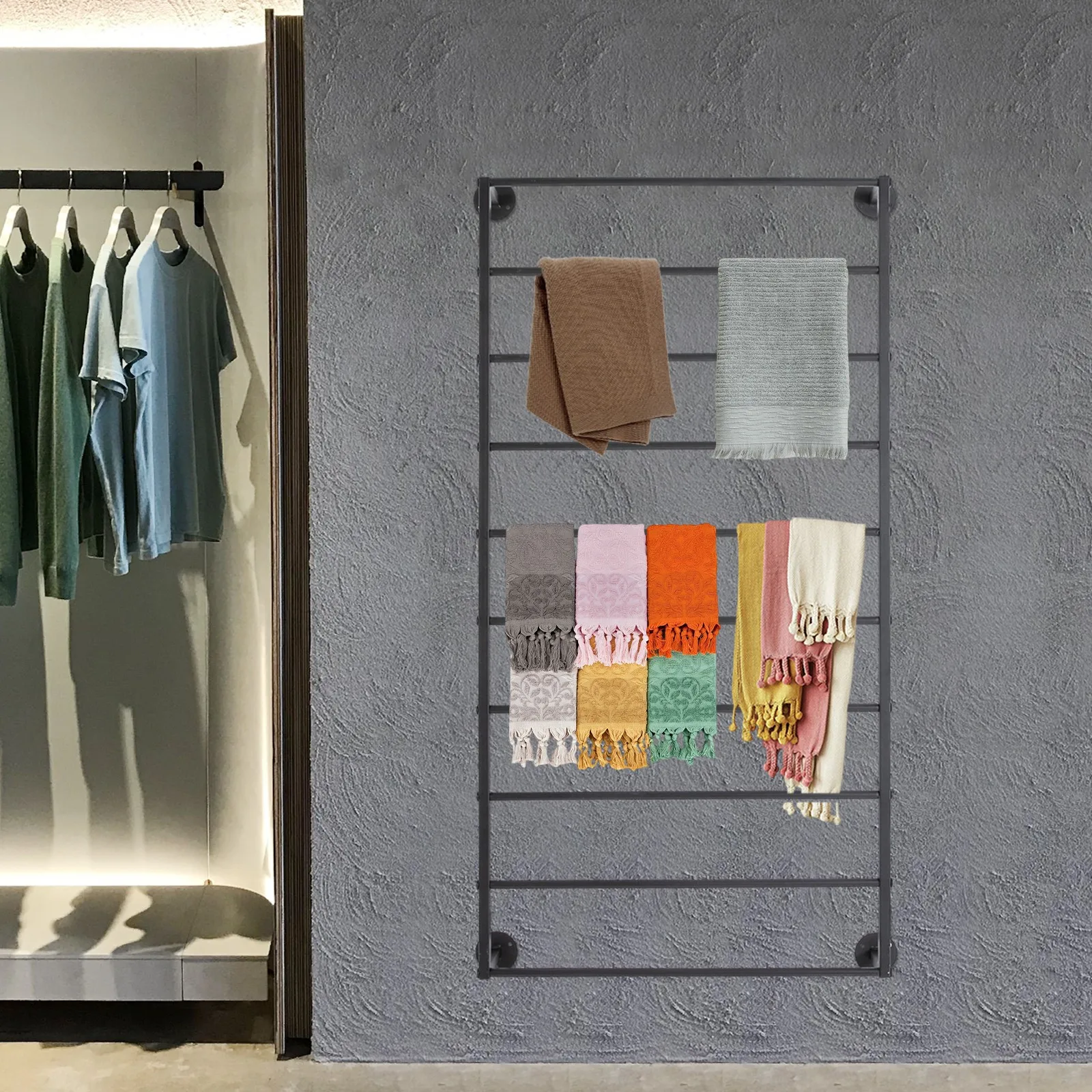 

Настенная вешалка для полотенец в ванную комнату, 10-ярусная, железная, для хранения шарфов, для дома