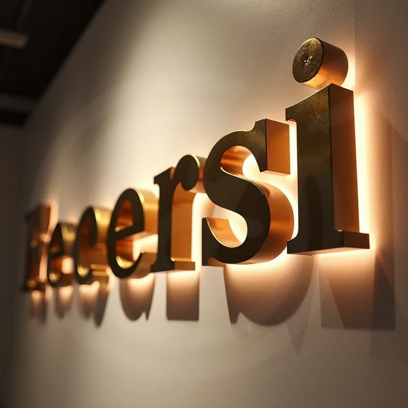 カスタムLEDバックライト付き3Dメタルレターサイン、屋外ビジネスストアフロント防水広告看板用照明付き