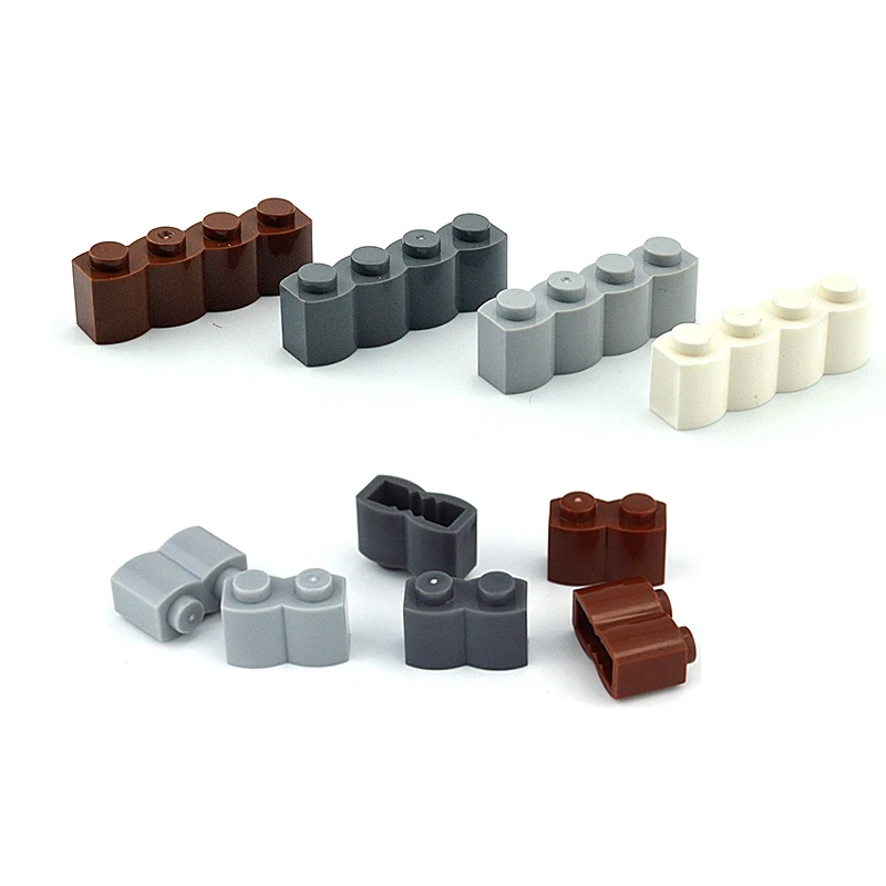 10PCS MOC 30136 Brick Modified 1X2 Log Profile Palisade Building Blocks Parts DIY Educational Tech Parts Toys For Children Gift