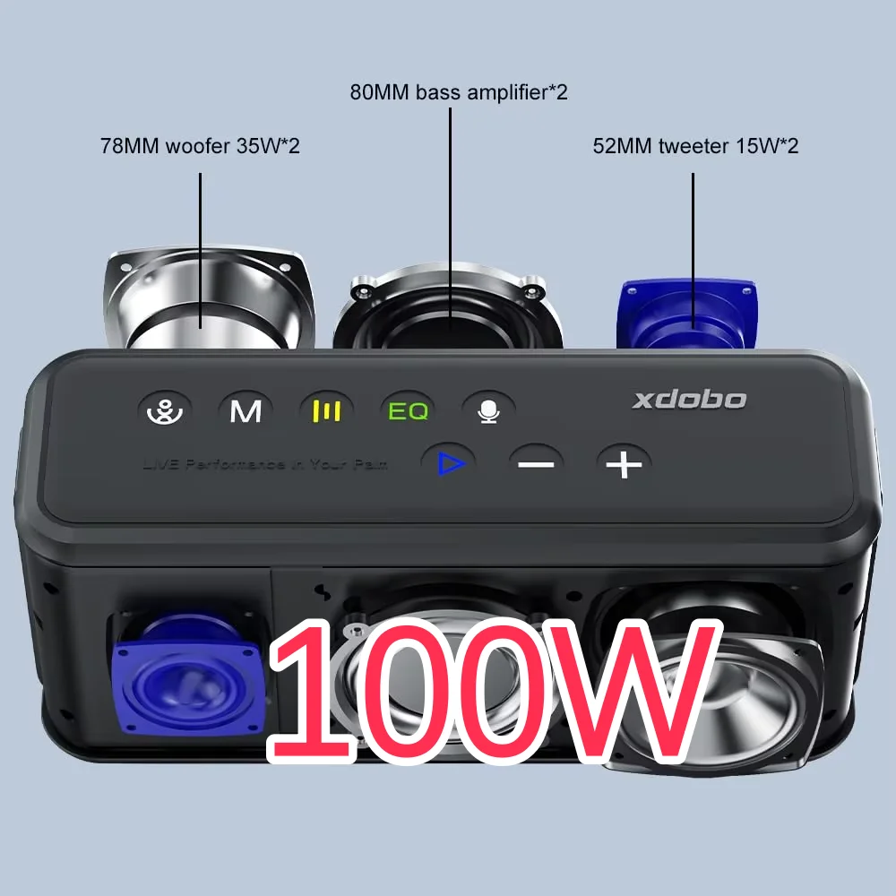 Оригинальный XDOBO X8 Max 100 Вт портативный беспроводной Bluetooth-динамик TWS сабвуфер поддержка USB/TF/AUX 20000 мАч функция Power Bank