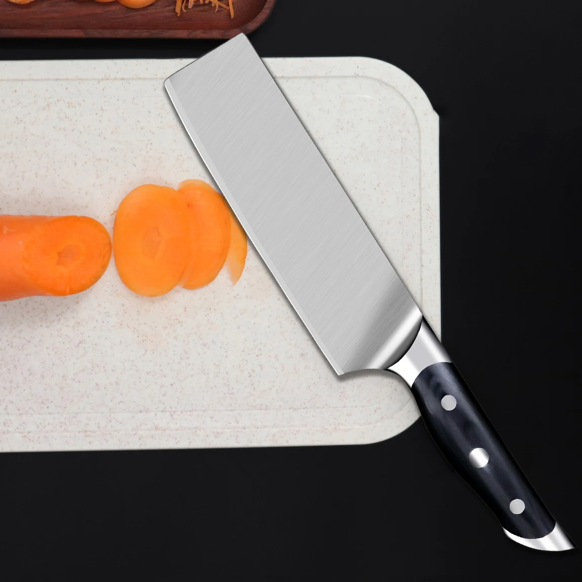 

6.8 Inch Nakiri Knife 3-layers Clad Steel 9Cr18MoV Blade Chef Cleaver Meat Slicing Vegetables Japanese Kitchen Knife Wood Handle