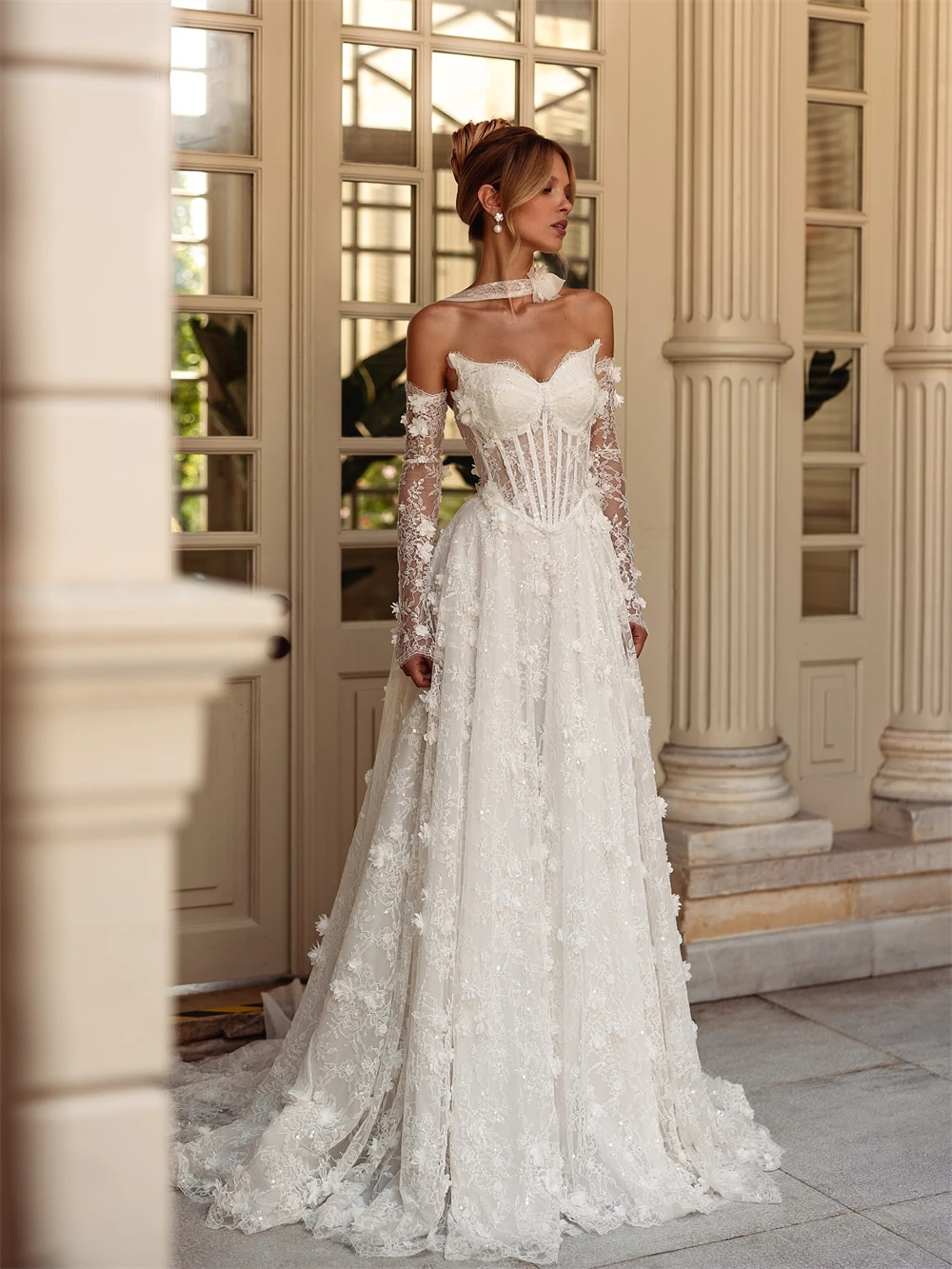 

Customized Elegant White Organza Wedding Dress Formal Sweetheart Sleeveless Bridal Gown Dreamy A-Line Court Train Robe de mariée