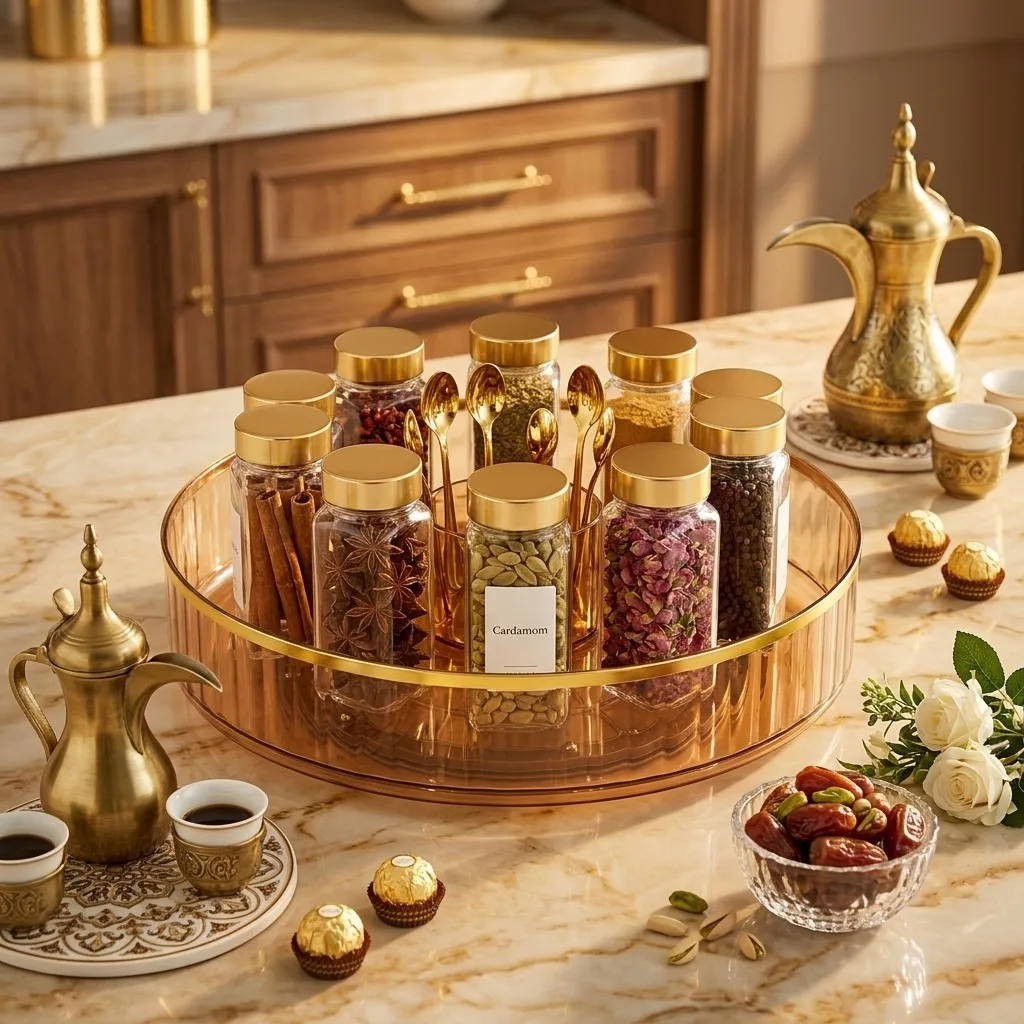 Kitchen Storage Tray Round 360 Rotating Decorative Tray Turntable Clear Plastic Lazy Susan Organizer Fridge Spinning Spice Rack