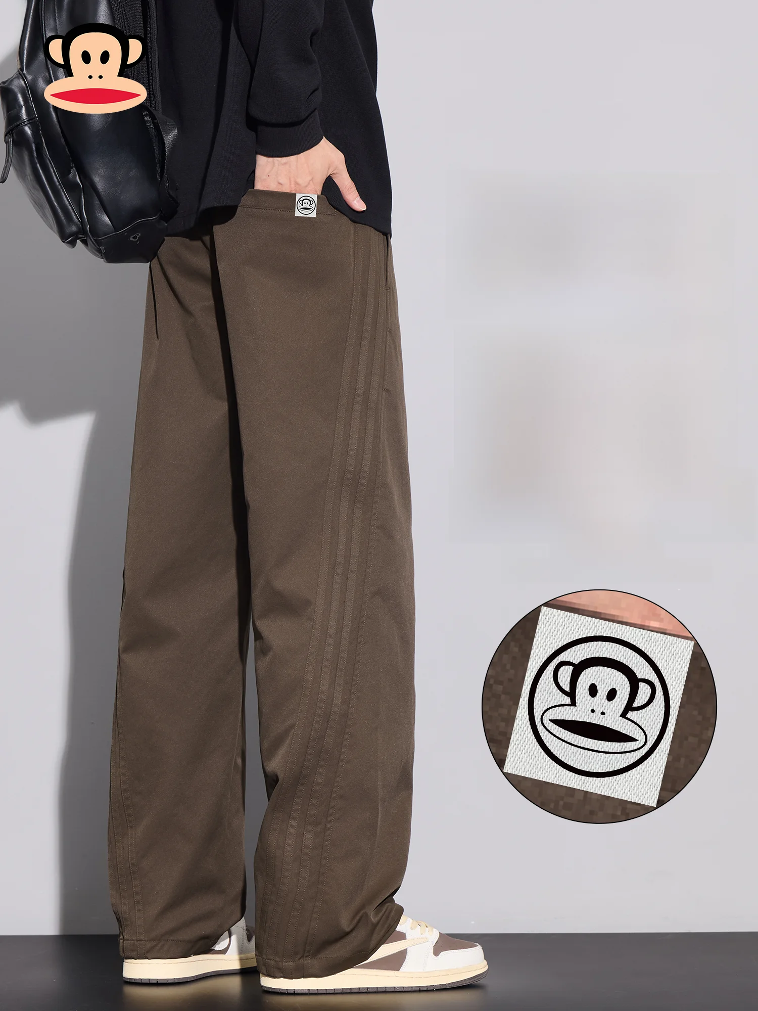 

Мужские повседневные брюки PaulFrank, новые весенние свободные прямые брюки с боковыми полосками, модные брендовые удобные брюки для отдыха