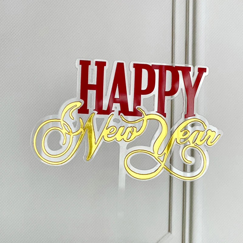 Acrylic New Year Cake Plaque Snake Year Cake Insert Board Happy Birthday Cake Topper Celebration Party Cake Decoration