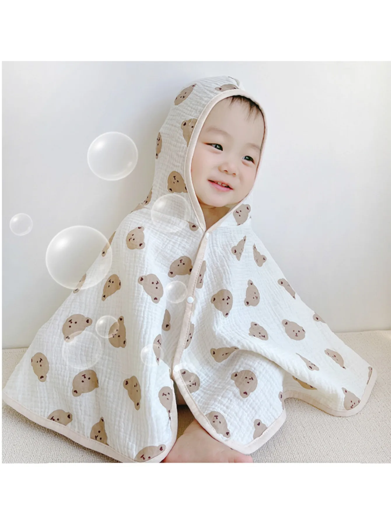 Bear Animal Hooded Baby Bath Towel, Super Thick Super Soft Premium Cotton Sweat Absorbent Bathrobe