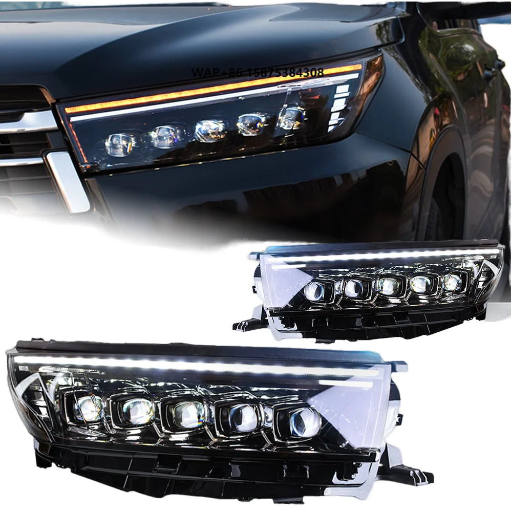 

Автомобильные фары для Highlander, линзы проектора 2018-2020, динамический сигнал, светодиодные фары Drl, автоаксессуары