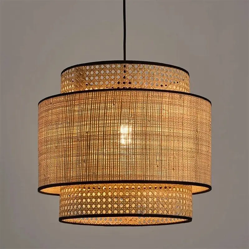 Nordic simple rattan handmade pendant light bedroom dining room living room bed breakfast hotel chandelier drop lamps