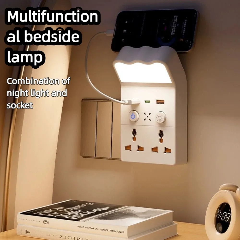 

Универсальный светильник-ночник с розеткой, конвертер с теплым белым светодиодом, 3 уровня яркости, регулируемый, настенный светильник с розеткой, вилка US/UK/EU, квадратный