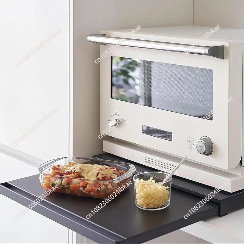 Kitchen microwave oven rack bottom pull artifact drawer type pull basket oven bracket push pull baffle pot rack bowl