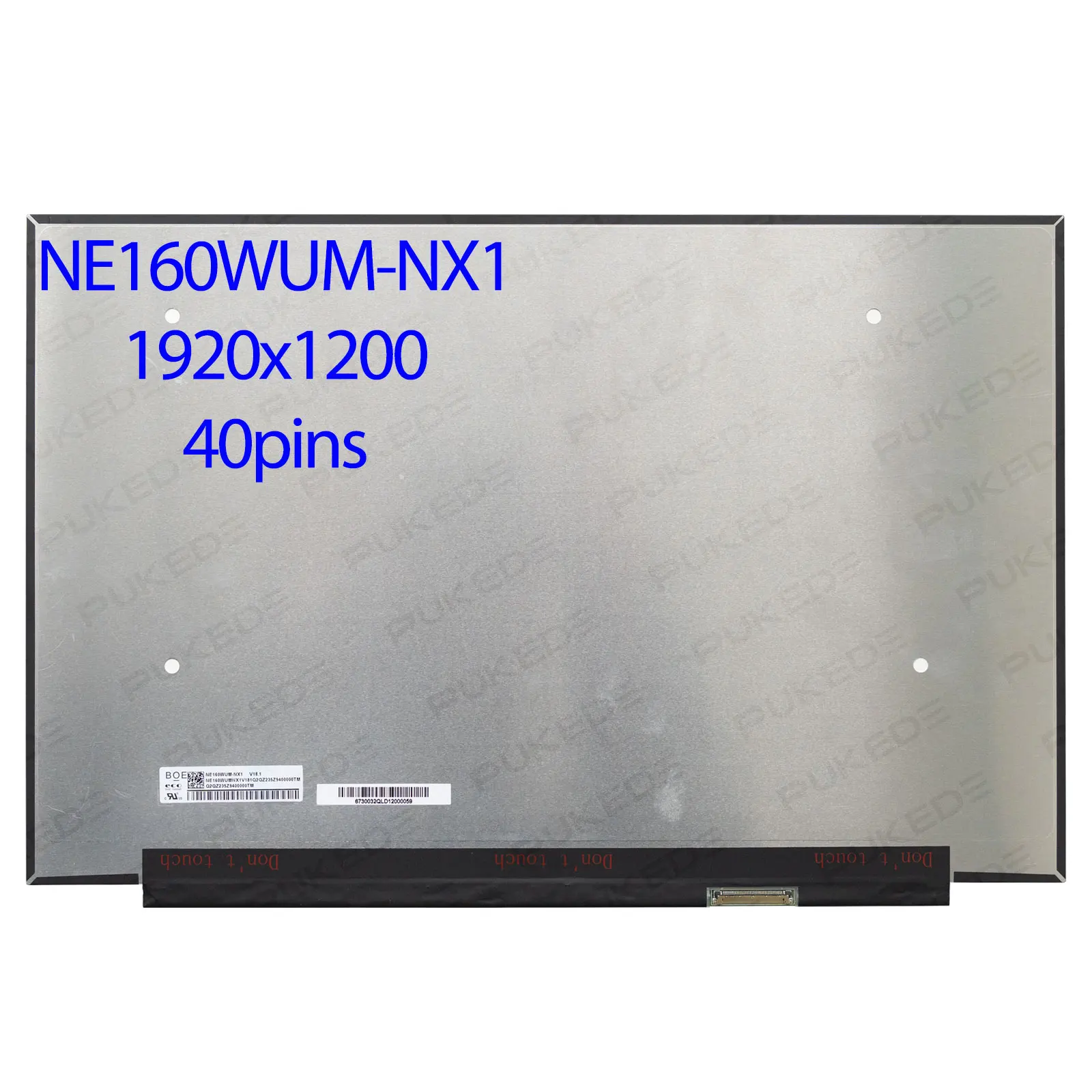 

16.0"inch Laptop LCD Screen NE160WUM-NX1 FHD 1920x1200 120Hz IPS 100%sRGB eDP 40 Pins