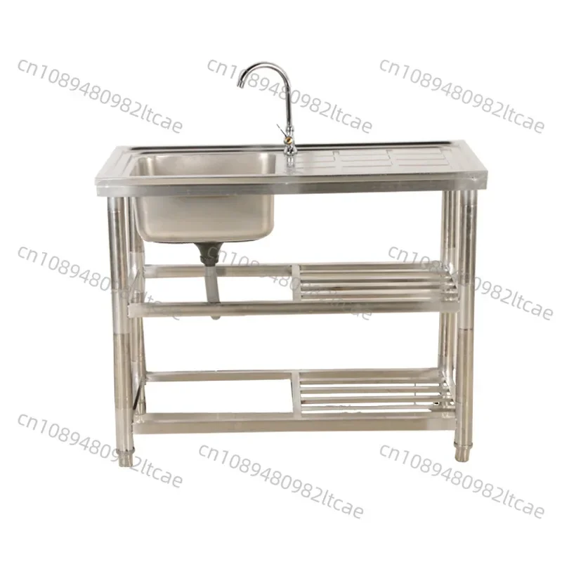 82*48*80cm Double Stainless Steel Sink Commercial Kitchen Sink  Restaurant Utility Sink Dish Washing Pool with Standing Rack