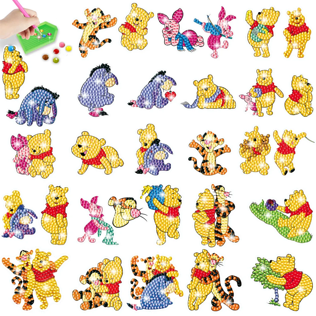 Afbeelding 4: Cartoon Winnie de Poeh Kinder DIY Diamant Schilderij Kit Willekeurige Diamant Stickers Focus Training Handgemaakt Creatief Knutselwerk