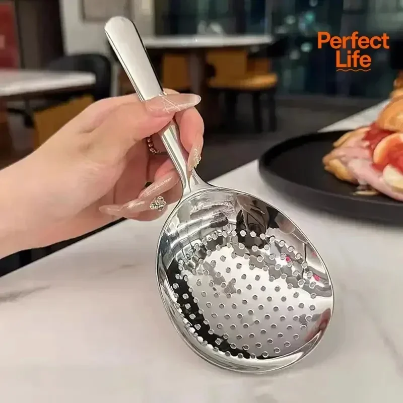 1Pcs Ladles For Serving Soup Rice Serving Spoon Drain Hole Heat Insulated Handle Kitchen Utensils