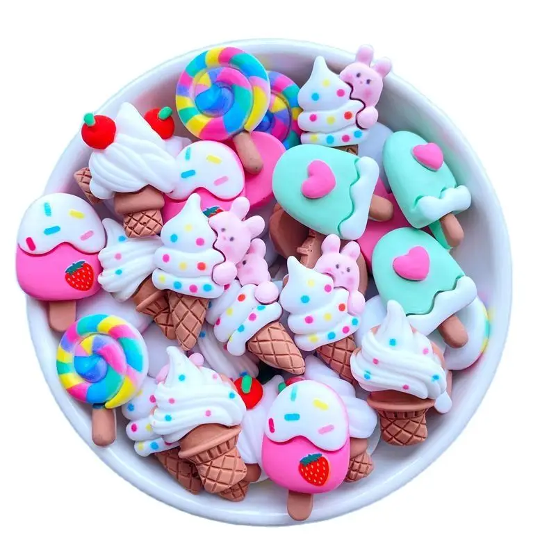 20Pcs New Cute Resin Mini Cartoon Ice Cream Series Flat back Scrapbooking DIY Jewelry Craft Decoration Accessories