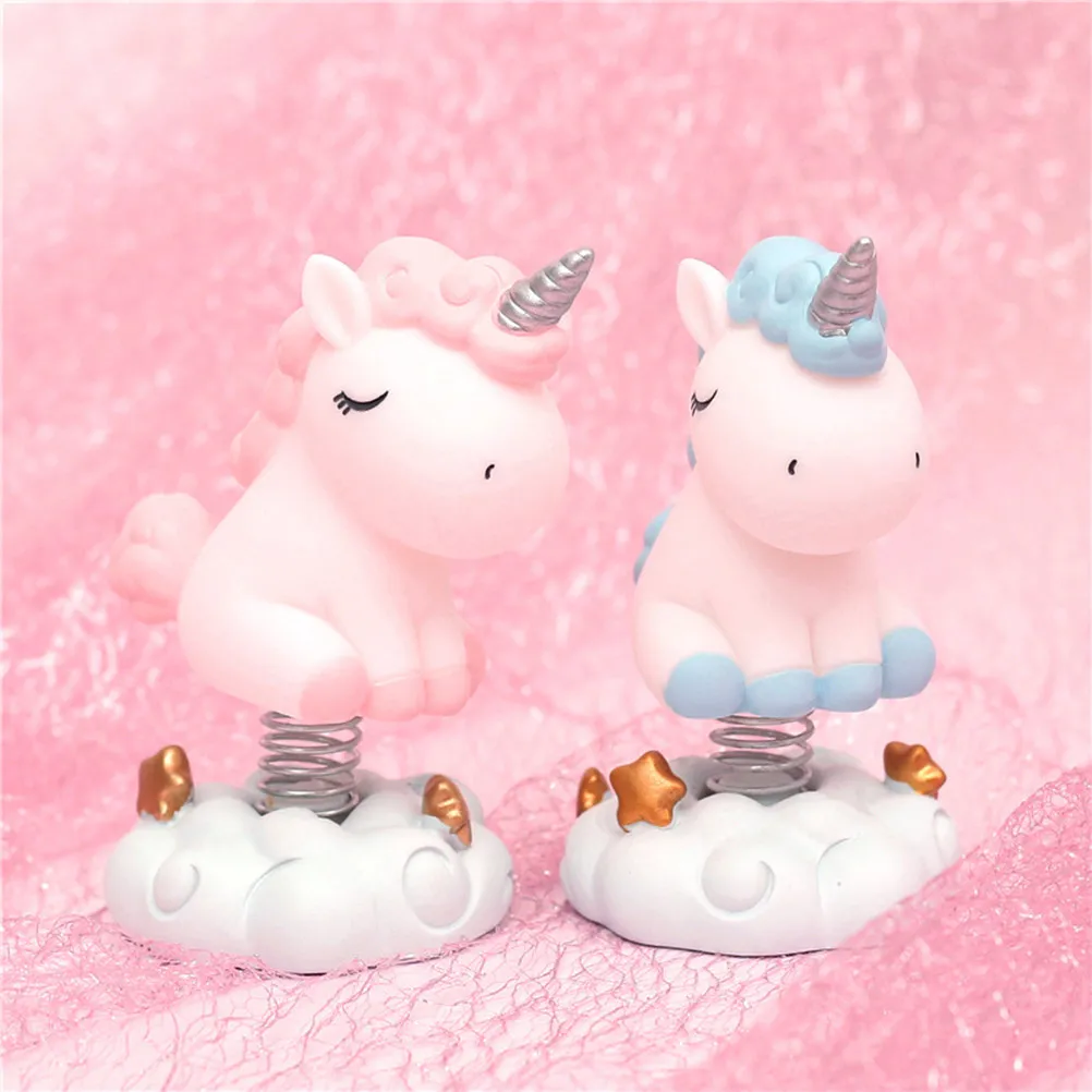 

2Pcs Resin Unicorn Car Ornament Mini Cute Adornments Creative Cake Decoration Desktop Office Vehicle Decor Unicorn Adornments
