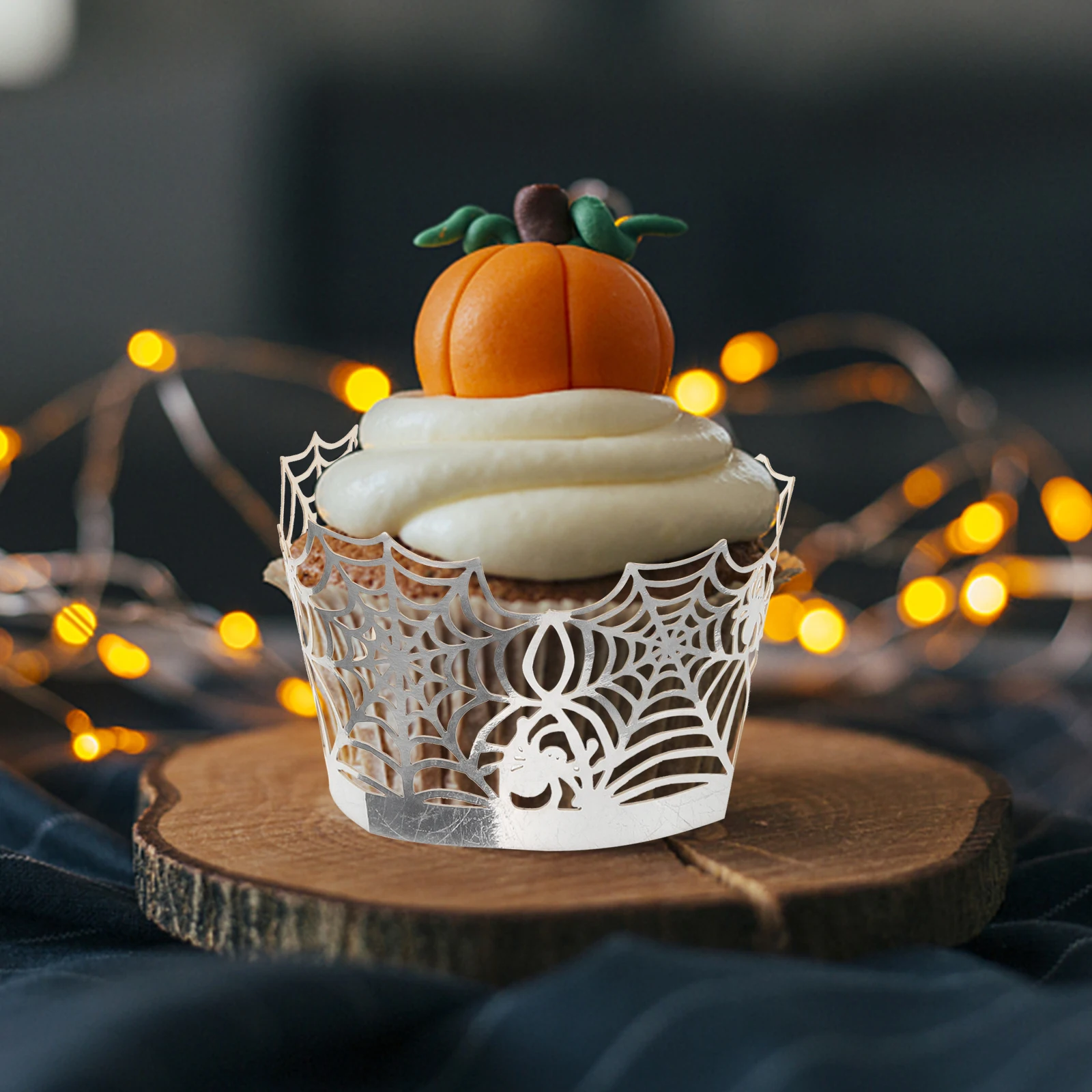 

25 Pcs Cake Border Baking Cup Dessert Bowls Cupcake Wrapper Hollow-out Spider Web
