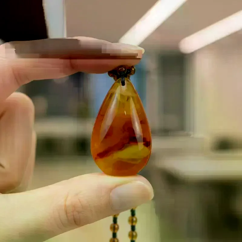 Natural Amber Necklace Beeswax Bead Honey Brazilian Amber Necklace Pendant Handmade Ethnic Style Ornament Bohemian Jewelry Gift