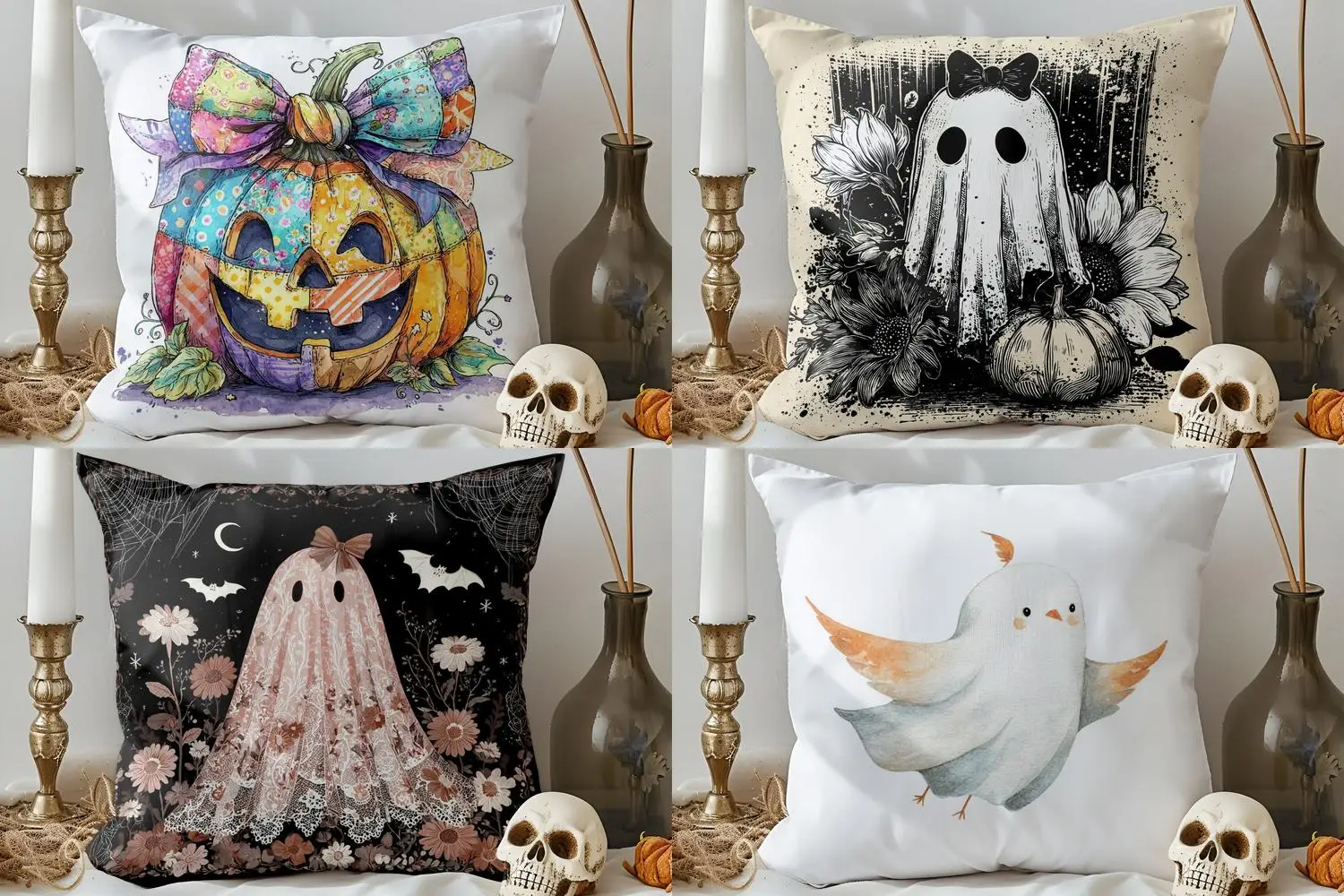 

Home Decor Colorful Patchwork Pumpkin Halloween Pillow Pattern Cushion Cover Suitable for Sofa Bedroom Car Pillow Cover