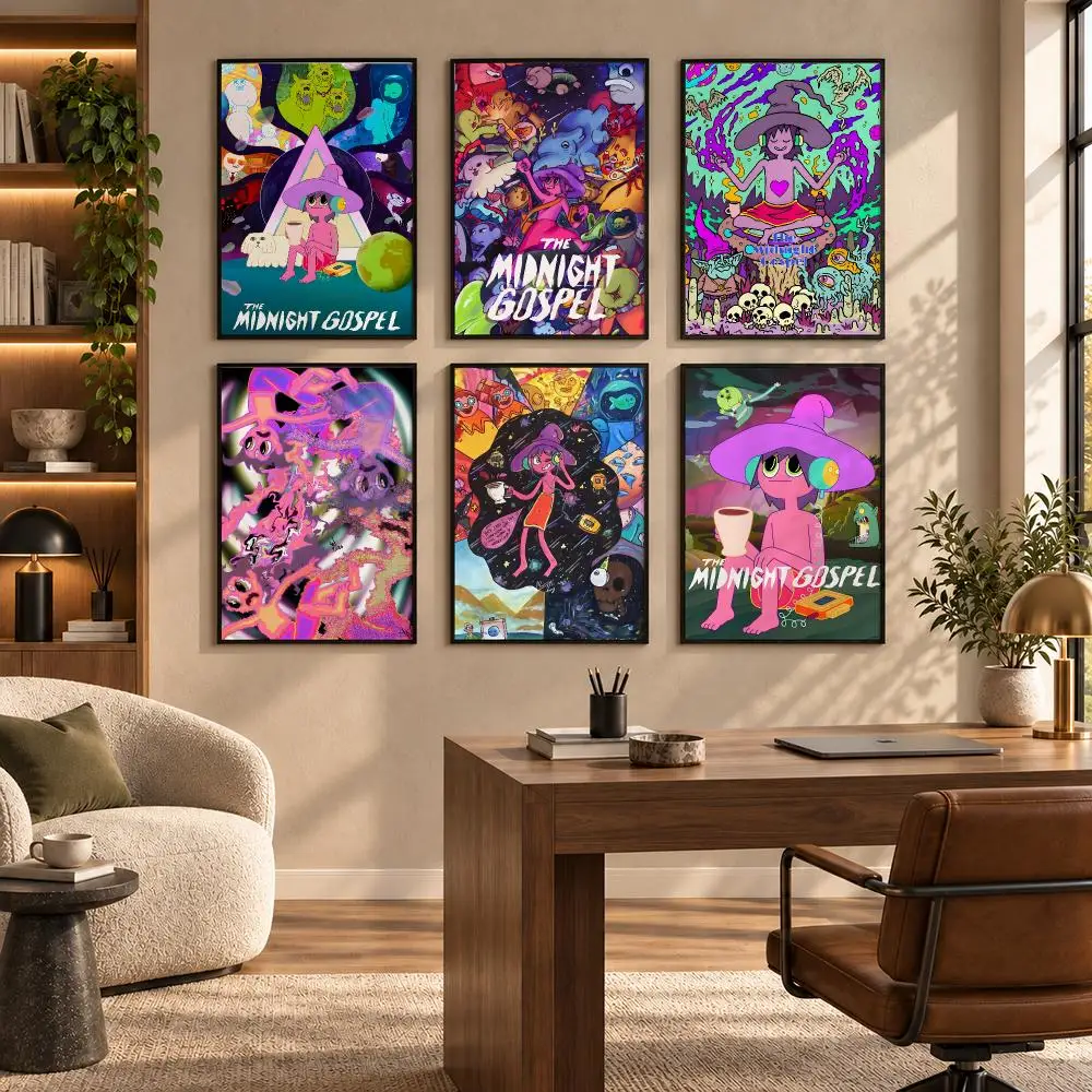 Anime T-The Midnight Gospel Poster Self-adhesive Art Waterproof Paper Sticker Coffee House Bar Room Wall Decor