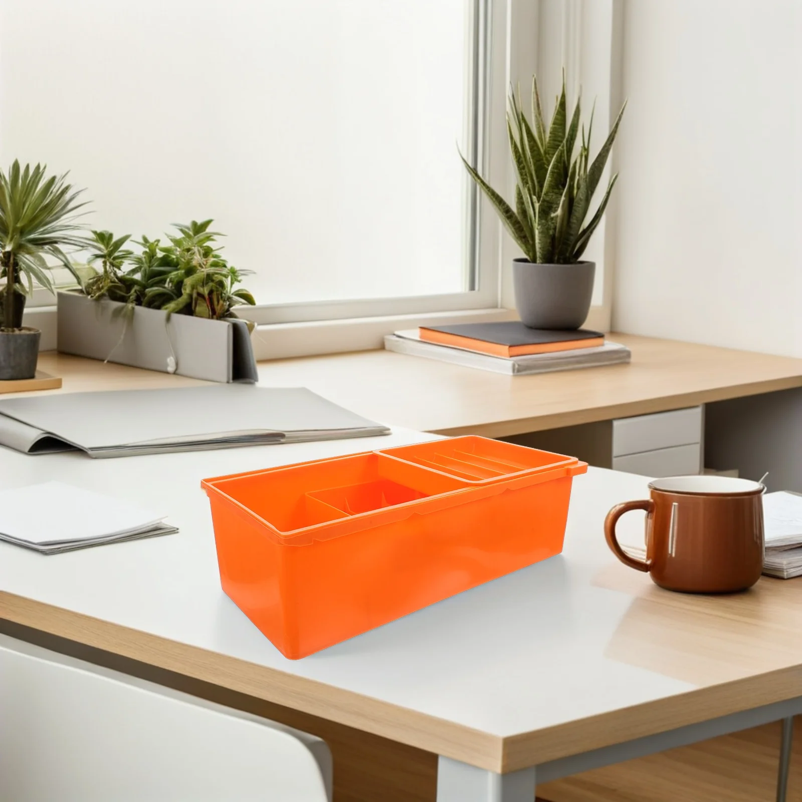 Caja de almacenamiento con cajón debajo del escritorio, organizador de plástico de gran capacidad, multiusos de tres capas para oficina, hogar, estudio, almacenamiento de escritorio