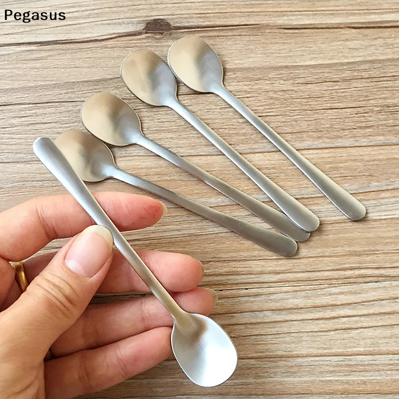 [S]Korean Style Stainless Steel Seasoning Spoon Round Thickened Mixing Spoon Coffee Tea Dessert Spoons Mixing Spoon Tableware