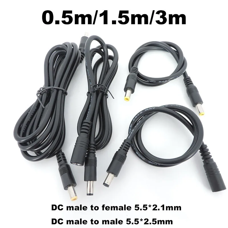 12v 18awg DC male to male female 5.5X2.5mm 2.1mm Extension power supply connector diy Cable Plug Cord wire Adapter for strip