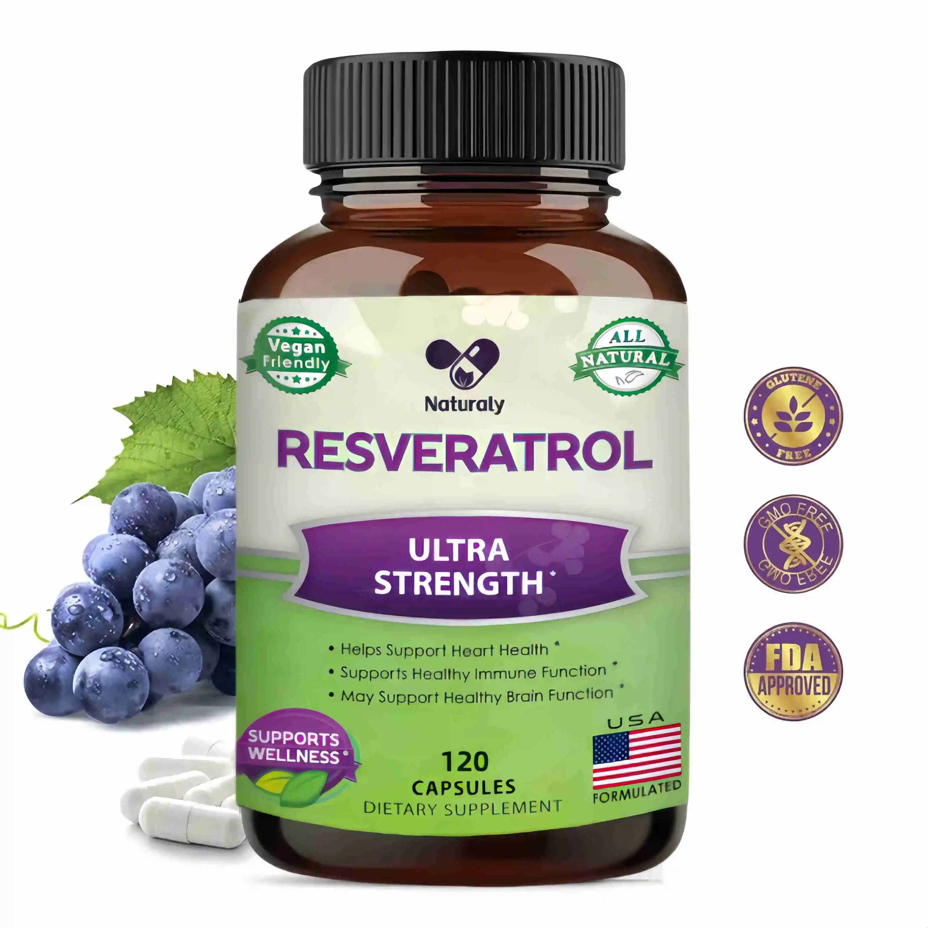 

Resveratrol Complex Supports Cardiovascular Health,Protects Arteries,Boosts Immune System,Promotes Smooth Skin