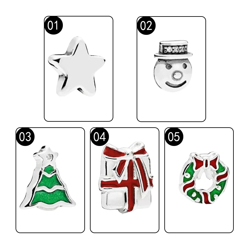 Floating Lockets Necklaces Petites Charms For Women Jewelry 925 Sterling Silver Christmas Tree Star Snowman Holiday Wreath Gifts