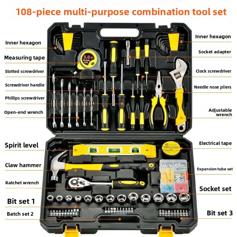108-Piece Home Repair Tool Kit with Sockets, Pliers, Hammer and Screwdrivers