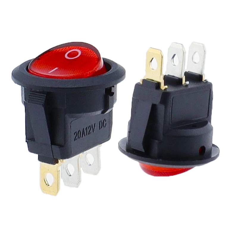 1pcs 20mm KCD1 Led Switch 12V 220V Light Power Switch Car Button Lights ON/OFF 3pin Round Rocker Switch