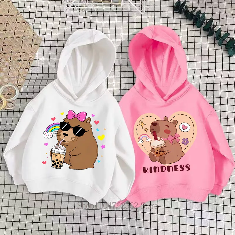 Cute Cartoon Graphic Print Children Hoodie Autumn Winter Girls Funny Comfort Long Sleeve Fleece Pullover Kids Kawaii Sweatshirts