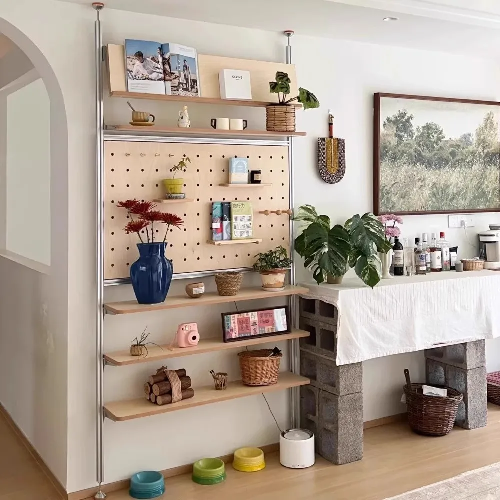 

Living room coffee corner top-notch hole board partition free punching side storage rack